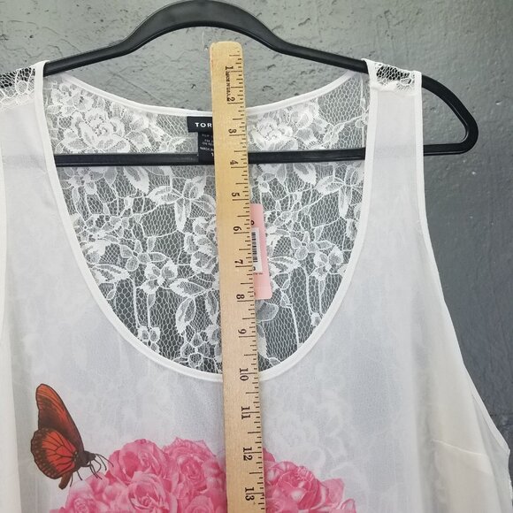 Torrid Tank Top Women XL Camisole Skull Lace Rose Butterfly Sleeveless Sheer NEW - Picture 16 of 16